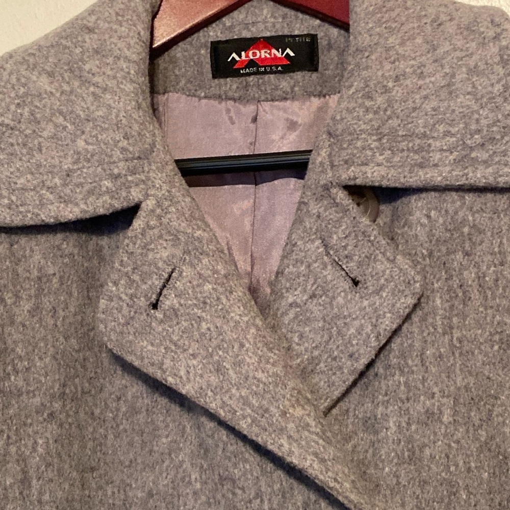 Alorna Vintage Gray Heather Wool Blend Maxi Coat Petite sized L or XL - Picture 4 of 15